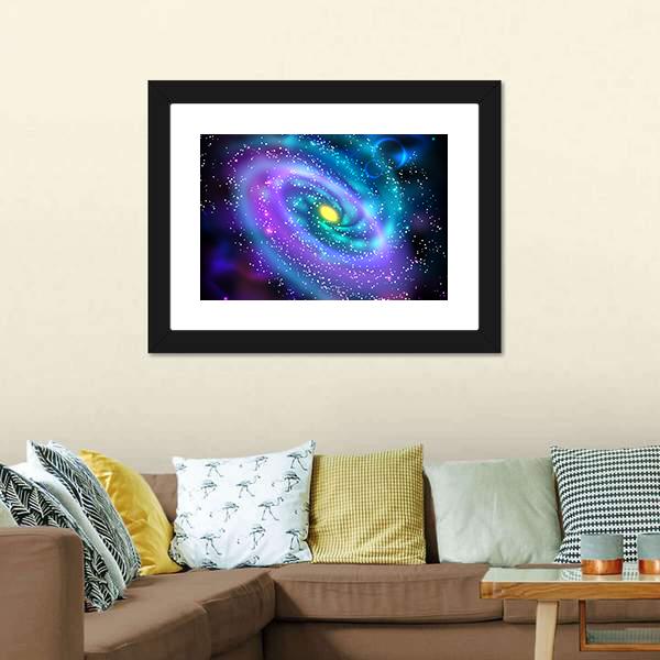 Luminous Spiral Galaxy Canvas Wall Art-5 Horizontal-Gallery Wrap-22" x 12"-Tiaracle