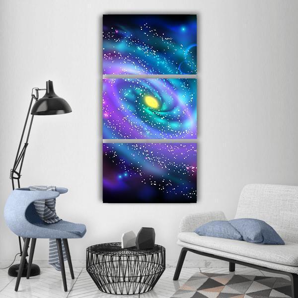 Luminous Spiral Galaxy Vertical Canvas Wall Art-3 Vertical-Gallery Wrap-12" x 25"-Tiaracle