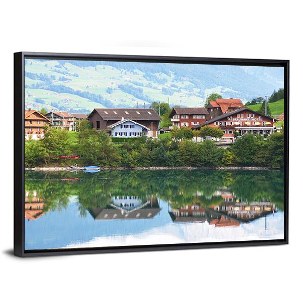 Lungerer Lake Switzerland Canvas Wall Art-3 Horizontal-Gallery Wrap-25" x 16"-Tiaracle