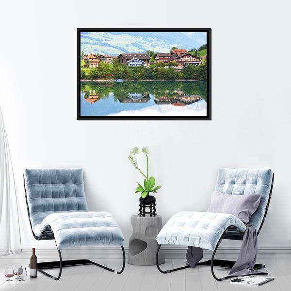Lungerer Lake Switzerland Canvas Wall Art-3 Horizontal-Gallery Wrap-25" x 16"-Tiaracle
