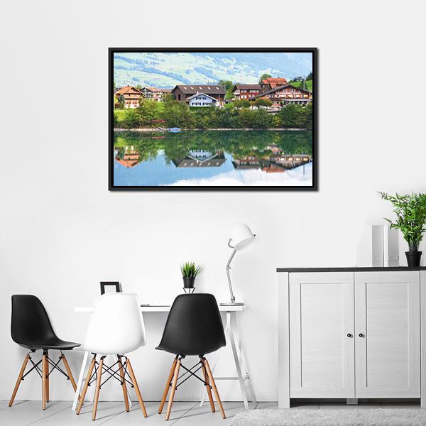 Lungerer Lake Switzerland Canvas Wall Art-3 Horizontal-Gallery Wrap-25" x 16"-Tiaracle