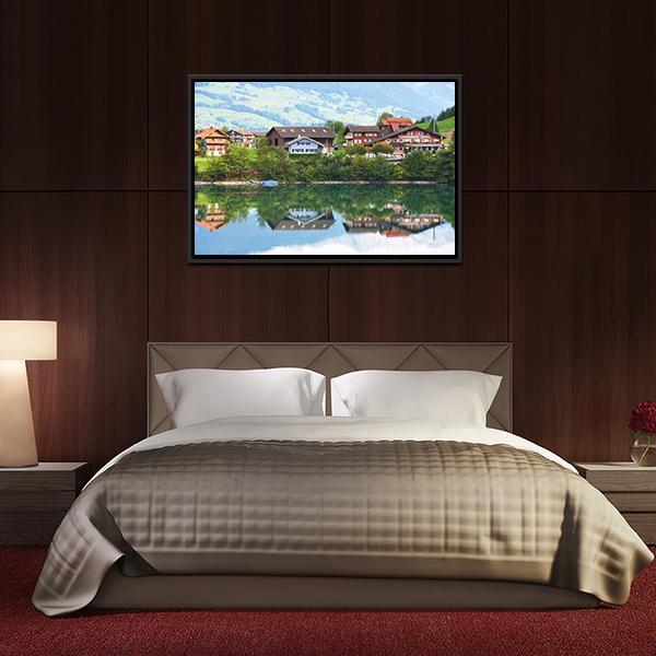 Lungerer Lake Switzerland Canvas Wall Art-3 Horizontal-Gallery Wrap-25" x 16"-Tiaracle