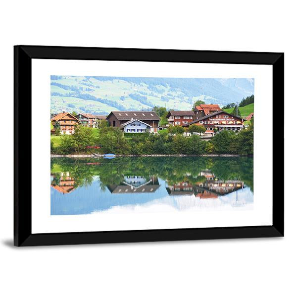 Lungerer Lake Switzerland Canvas Wall Art-3 Horizontal-Gallery Wrap-25" x 16"-Tiaracle