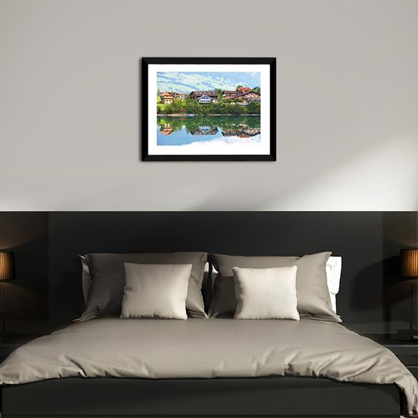 Lungerer Lake Switzerland Canvas Wall Art-3 Horizontal-Gallery Wrap-25" x 16"-Tiaracle
