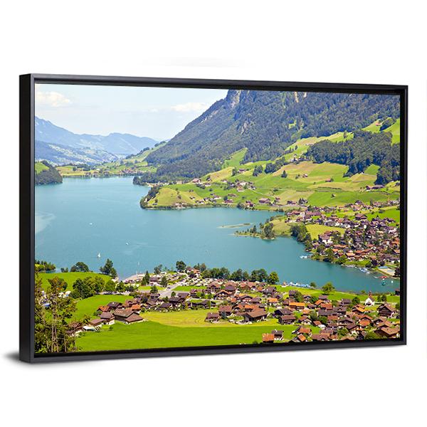 Lungern Village Switzerland Canvas Wall Art-5 Horizontal-Gallery Wrap-22" x 12"-Tiaracle