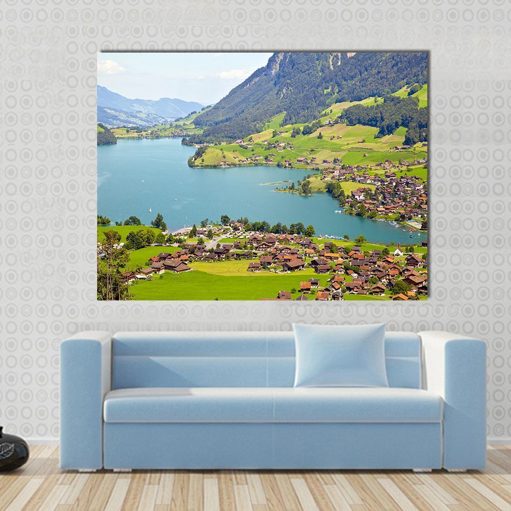 Lungern Village Switzerland Canvas Wall Art-1 Piece-Gallery Wrap-48" x 32"-Tiaracle