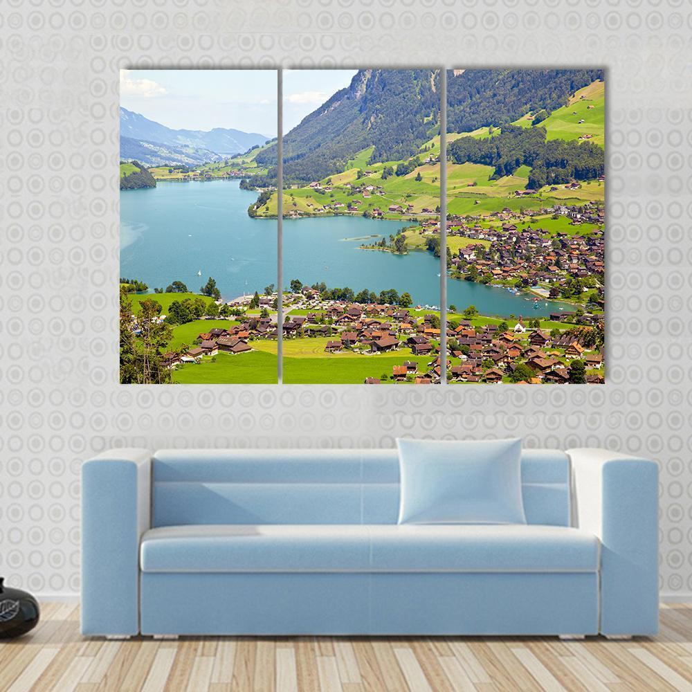 Lungern Village Switzerland Canvas Wall Art-3 Horizontal-Gallery Wrap-37" x 24"-Tiaracle