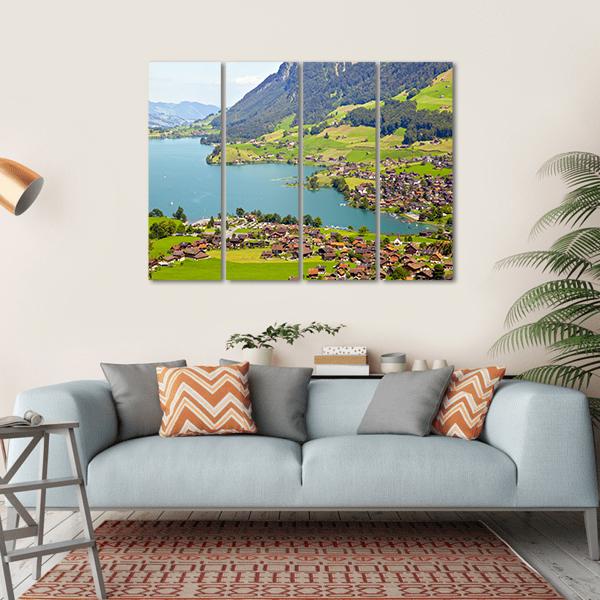 Lungern Village Switzerland Canvas Wall Art-4 Horizontal-Gallery Wrap-34" x 24"-Tiaracle
