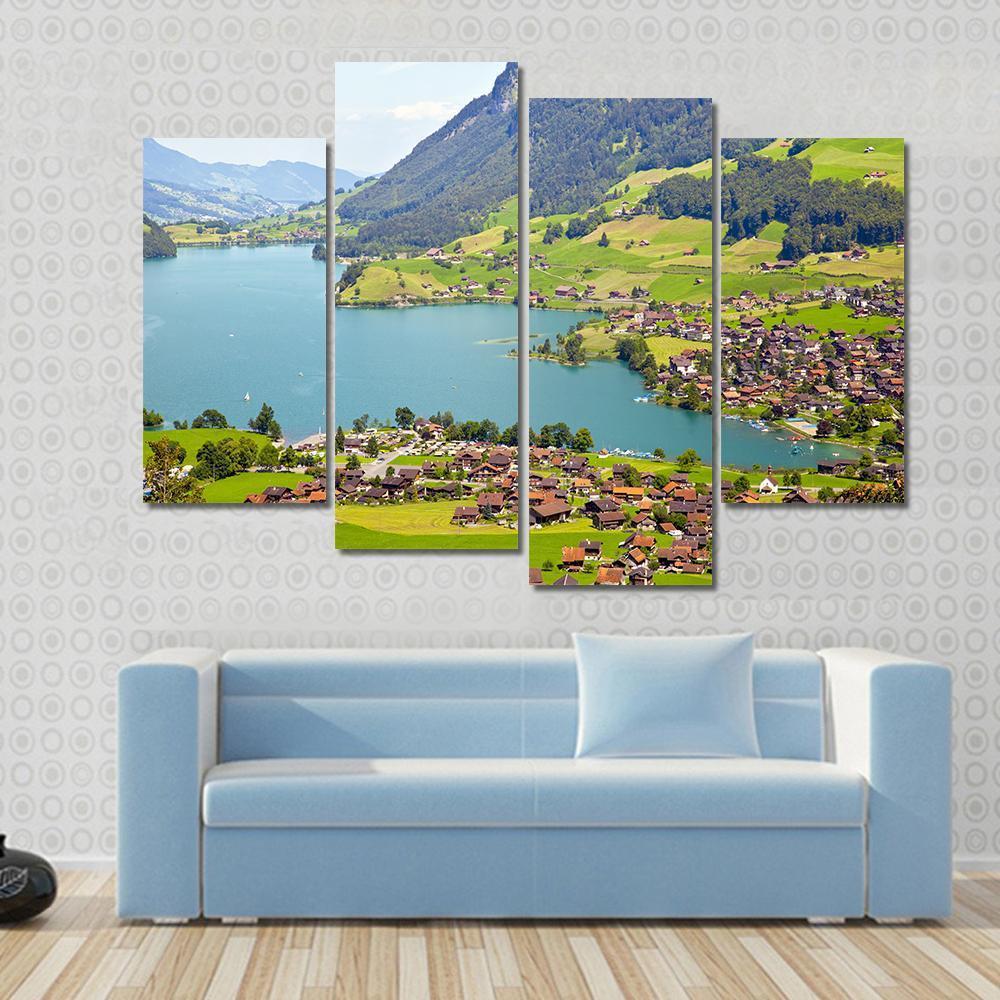 Lungern Village Switzerland Canvas Wall Art-4 Pop-Gallery Wrap-50" x 32"-Tiaracle