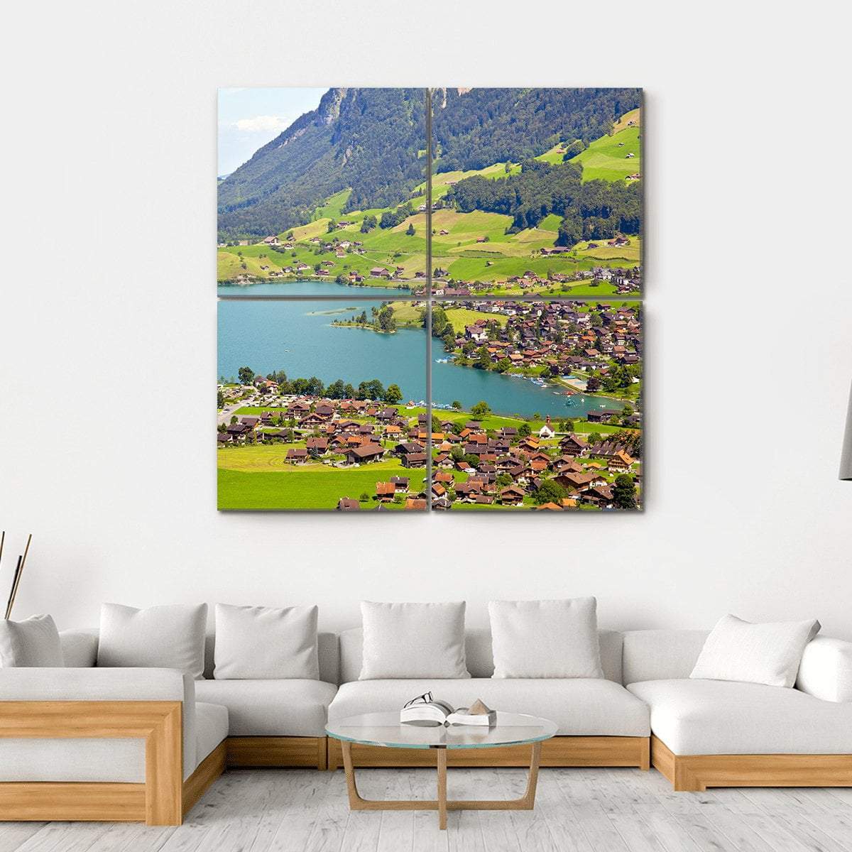 Lungern Village Switzerland Canvas Wall Art-4 Square-Gallery Wrap-17" x 17"-Tiaracle