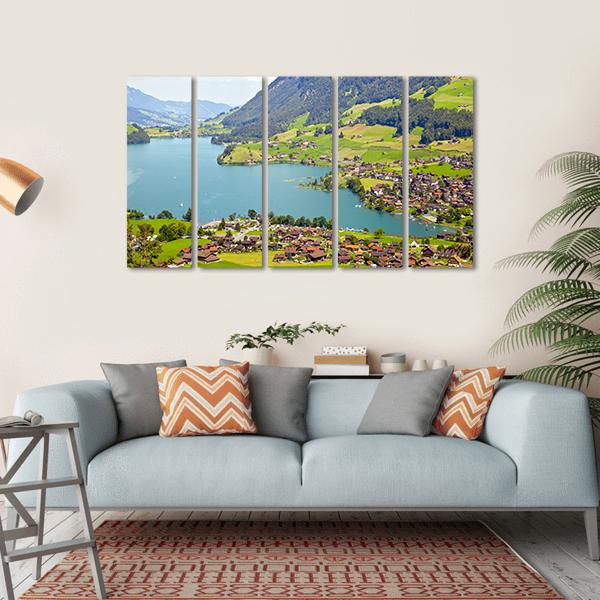 Lungern Village Switzerland Canvas Wall Art-5 Horizontal-Gallery Wrap-22" x 12"-Tiaracle