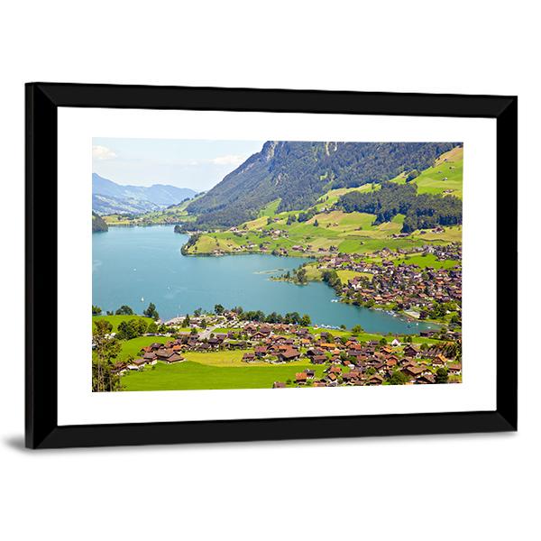 Lungern Village Switzerland Panoramic Canvas Wall Art-1 Piece-36" x 12"-Tiaracle