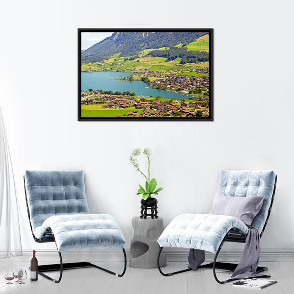 Lungern Village Switzerland Panoramic Canvas Wall Art-1 Piece-36" x 12"-Tiaracle
