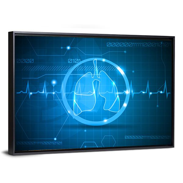 Lungs And Heart Beat Monitoring Line Canvas Wall Art-3 Horizontal-Gallery Wrap-25" x 16"-Tiaracle