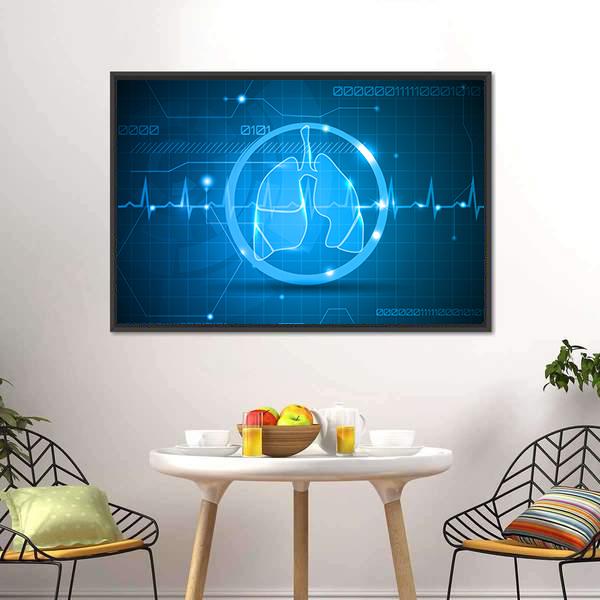 Lungs And Heart Beat Monitoring Line Canvas Wall Art-3 Horizontal-Gallery Wrap-25" x 16"-Tiaracle