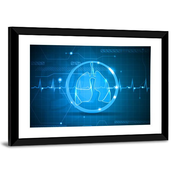 Lungs And Heart Beat Monitoring Line Canvas Wall Art-3 Horizontal-Gallery Wrap-25" x 16"-Tiaracle