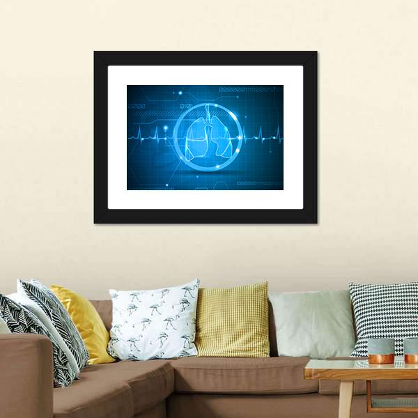 Lungs And Heart Beat Monitoring Line Canvas Wall Art-3 Horizontal-Gallery Wrap-25" x 16"-Tiaracle