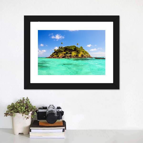 Lush Tropical Island Canvas Wall Art-1 Piece-Framed Print-20" x 16"-Tiaracle