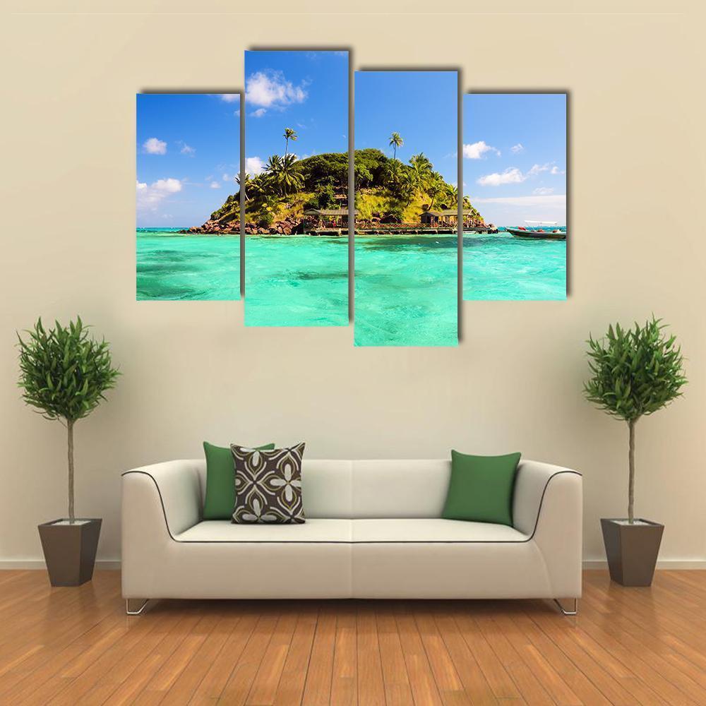 Lush Tropical Island Canvas Wall Art-4 Pop-Gallery Wrap-50" x 32"-Tiaracle