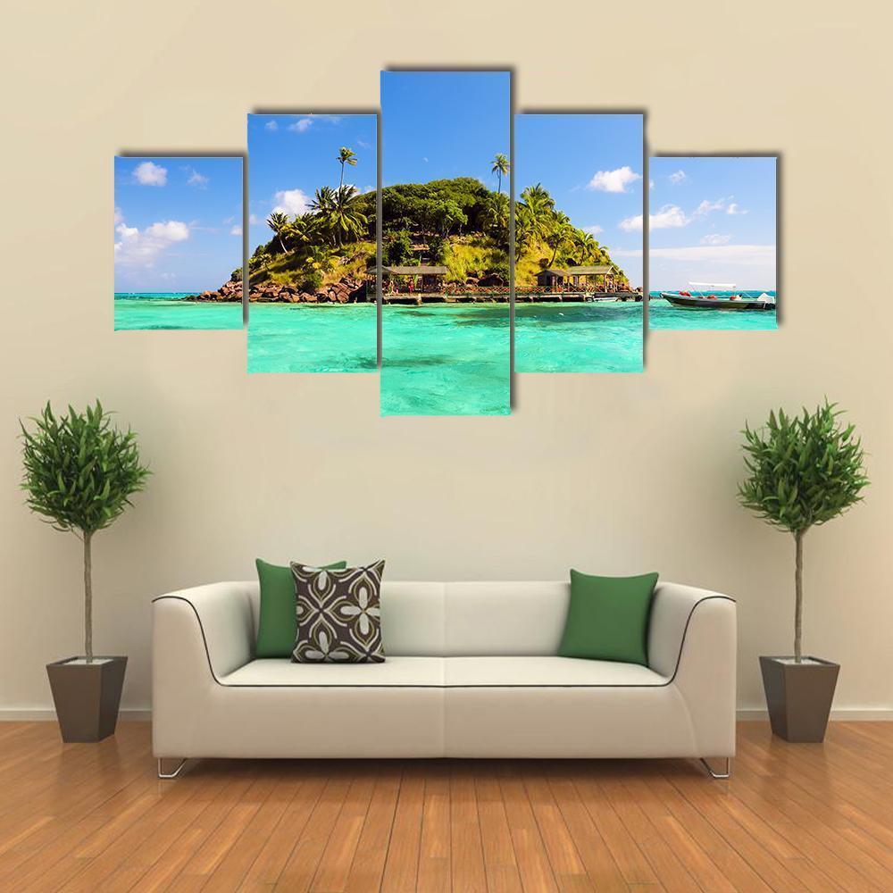 Lush Tropical Island Canvas Wall Art-5 Star-Gallery Wrap-62" x 32"-Tiaracle