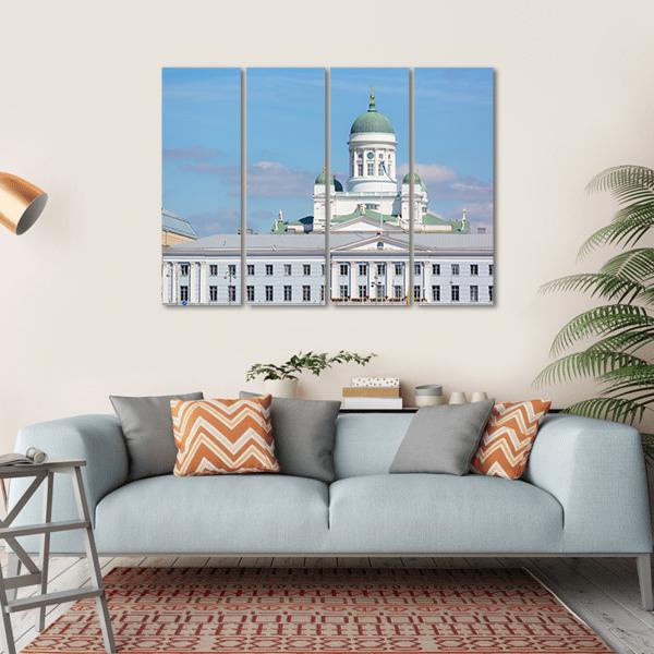 Lutheran Cathedral &amp; Town Hall Canvas Wall Art-4 Horizontal-Gallery Wrap-34" x 24"-Tiaracle