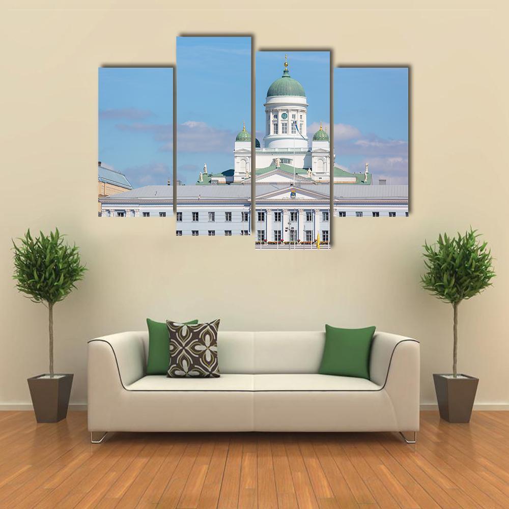 Lutheran Cathedral &amp; Town Hall Canvas Wall Art-4 Pop-Gallery Wrap-50" x 32"-Tiaracle