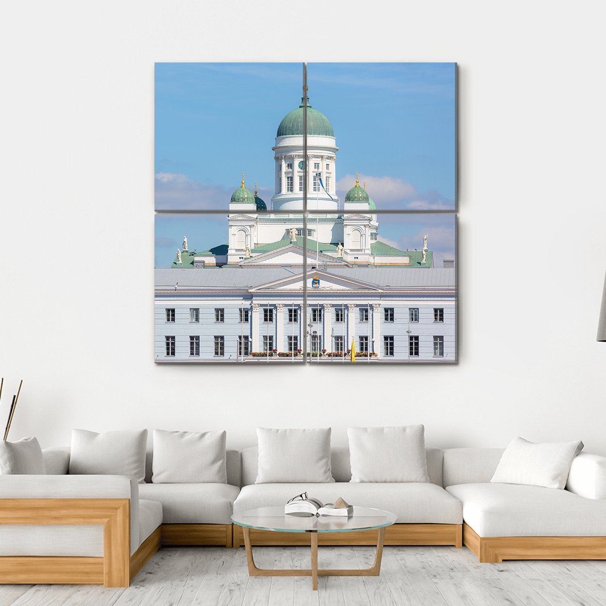 Lutheran Cathedral &amp; Town Hall Canvas Wall Art-4 Square-Gallery Wrap-17" x 17"-Tiaracle