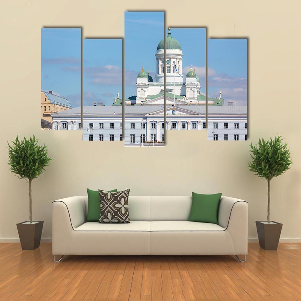 Lutheran Cathedral &amp; Town Hall Canvas Wall Art-5 Pop-Gallery Wrap-47" x 32"-Tiaracle