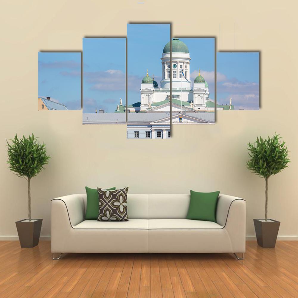 Lutheran Cathedral & Town Hall Canvas Wall Art-5 Star-Gallery Wrap-62" x 32"-Tiaracle