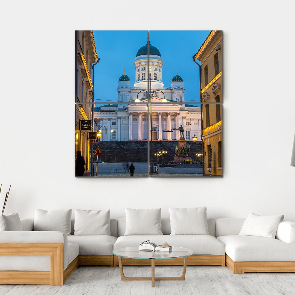 Lutheran Cathedral At Dusk Canvas Wall Art-4 Square-Gallery Wrap-17" x 17"-Tiaracle