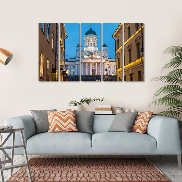 Lutheran Cathedral At Dusk Canvas Wall Art-5 Horizontal-Gallery Wrap-22" x 12"-Tiaracle