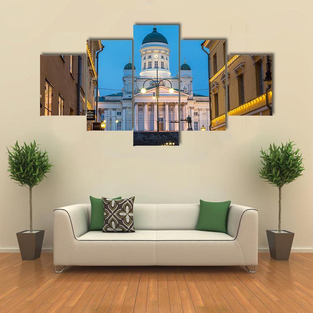 Lutheran Cathedral At Dusk Canvas Wall Art-5 Star-Gallery Wrap-62" x 32"-Tiaracle