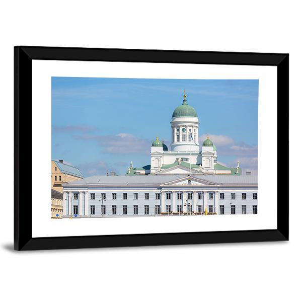 Lutheran Cathedral &amp; Town Hall Canvas Wall Art-3 Horizontal-Gallery Wrap-25" x 16"-Tiaracle