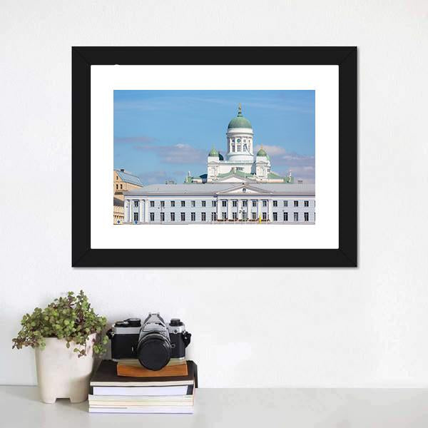 Lutheran Cathedral & Town Hall Canvas Wall Art-1 Piece-Framed Print-20" x 16"-Tiaracle