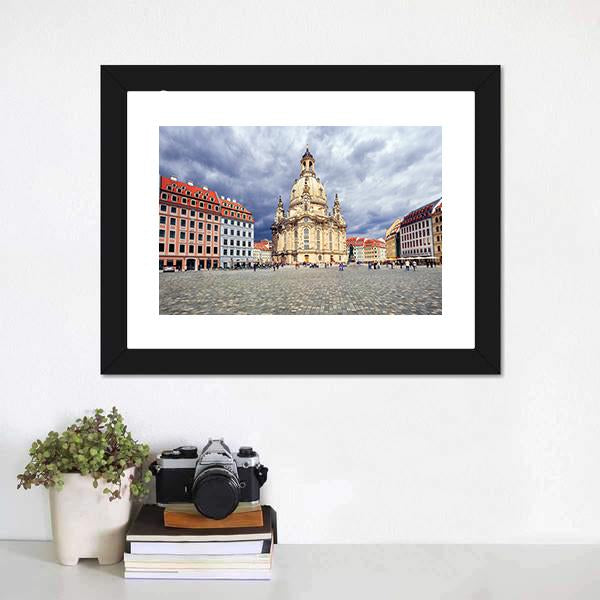 Lutheran Church In Dresden Canvas Wall Art-1 Piece-Framed Print-42" x 14"-Tiaracle