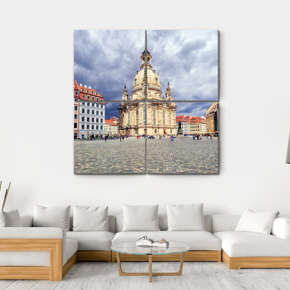 Lutheran Church In Dresden Canvas Wall Art-4 Square-Gallery Wrap-17" x 17"-Tiaracle