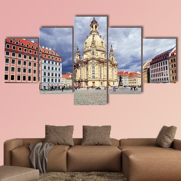 Lutheran Church In Dresden Canvas Wall Art-5 Star-Gallery Wrap-62" x 32"-Tiaracle