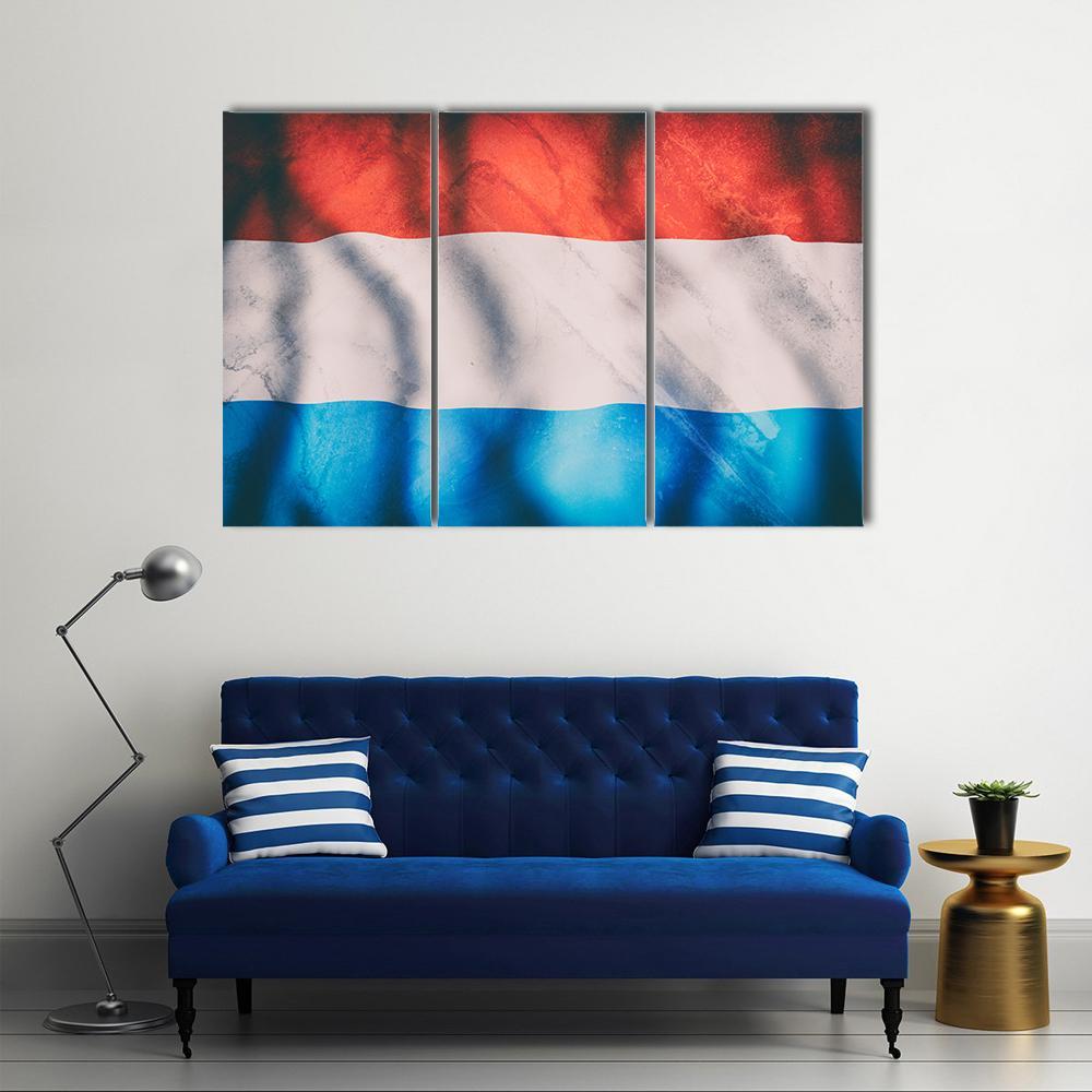Waving Luxembourg Flag Canvas Wall Art-3 Horizontal-Gallery Wrap-37" x 24"-Tiaracle