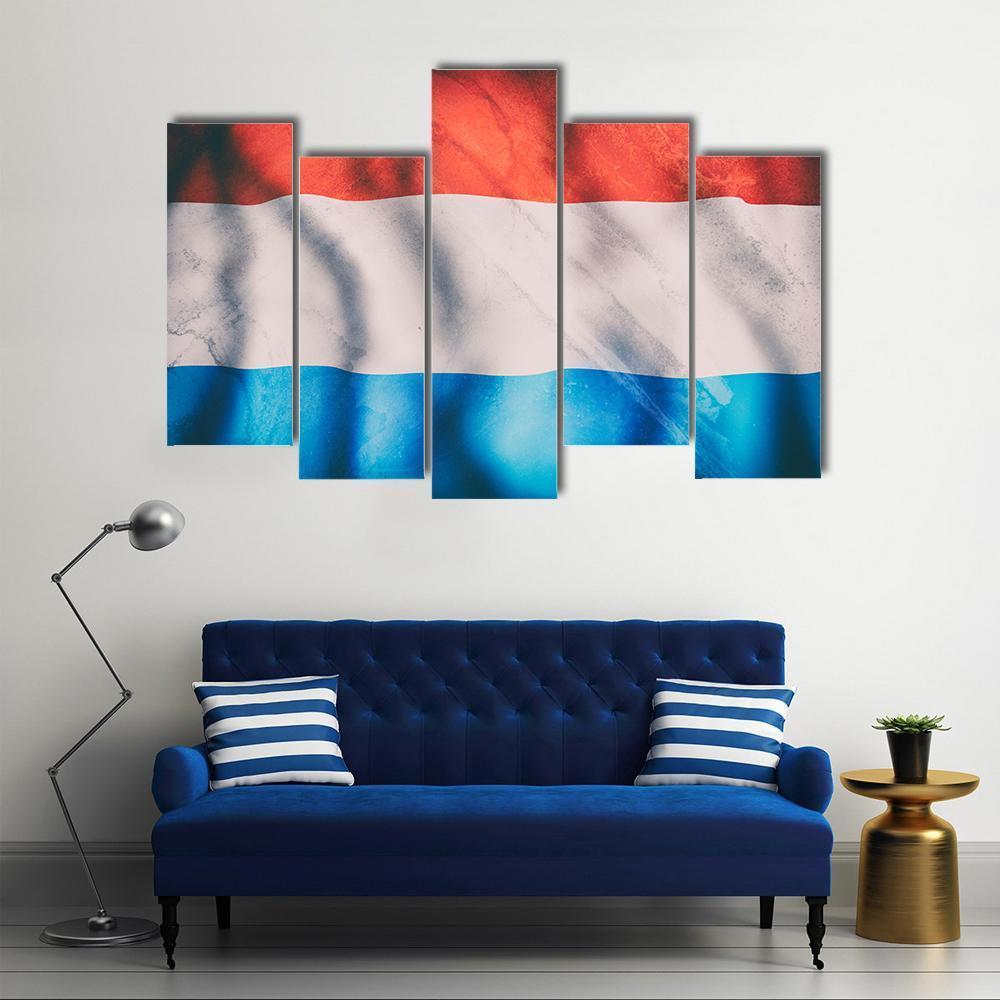 Waving Luxembourg Flag Canvas Wall Art-5 Pop-Gallery Wrap-47" x 32"-Tiaracle