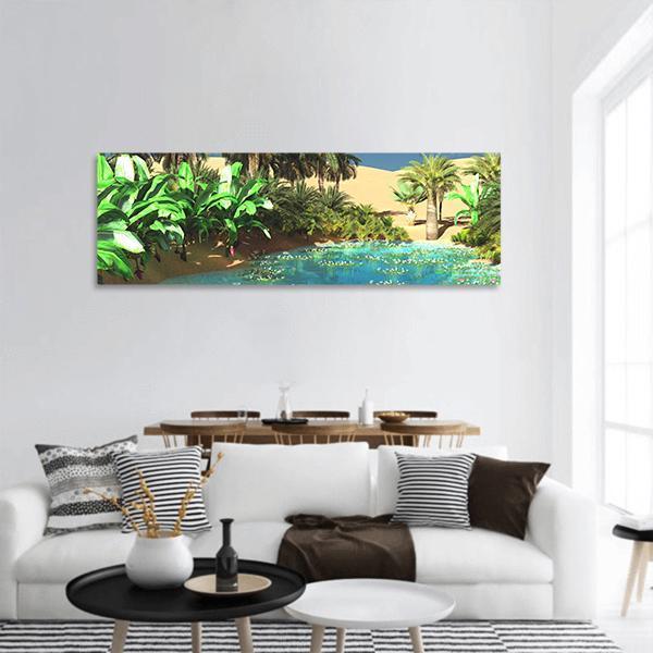 Beautiful Tropical Arabic Beach Panoramic Canvas Wall Art-1 Piece-36" x 12"-Tiaracle