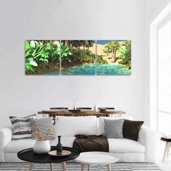 Beautiful Tropical Arabic Beach Panoramic Canvas Wall Art-3 Piece-25" x 08"-Tiaracle