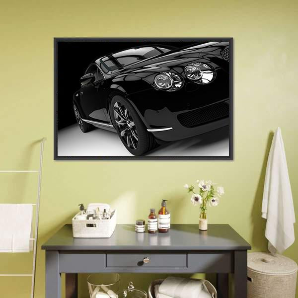 Luxury Black Car Canvas Wall Art-1 Piece-Floating Frame-24" x 16"-Tiaracle
