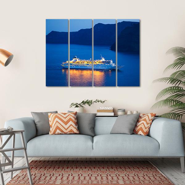 Cruise Ship At Sunset Canvas Wall Art-4 Horizontal-Gallery Wrap-34" x 24"-Tiaracle