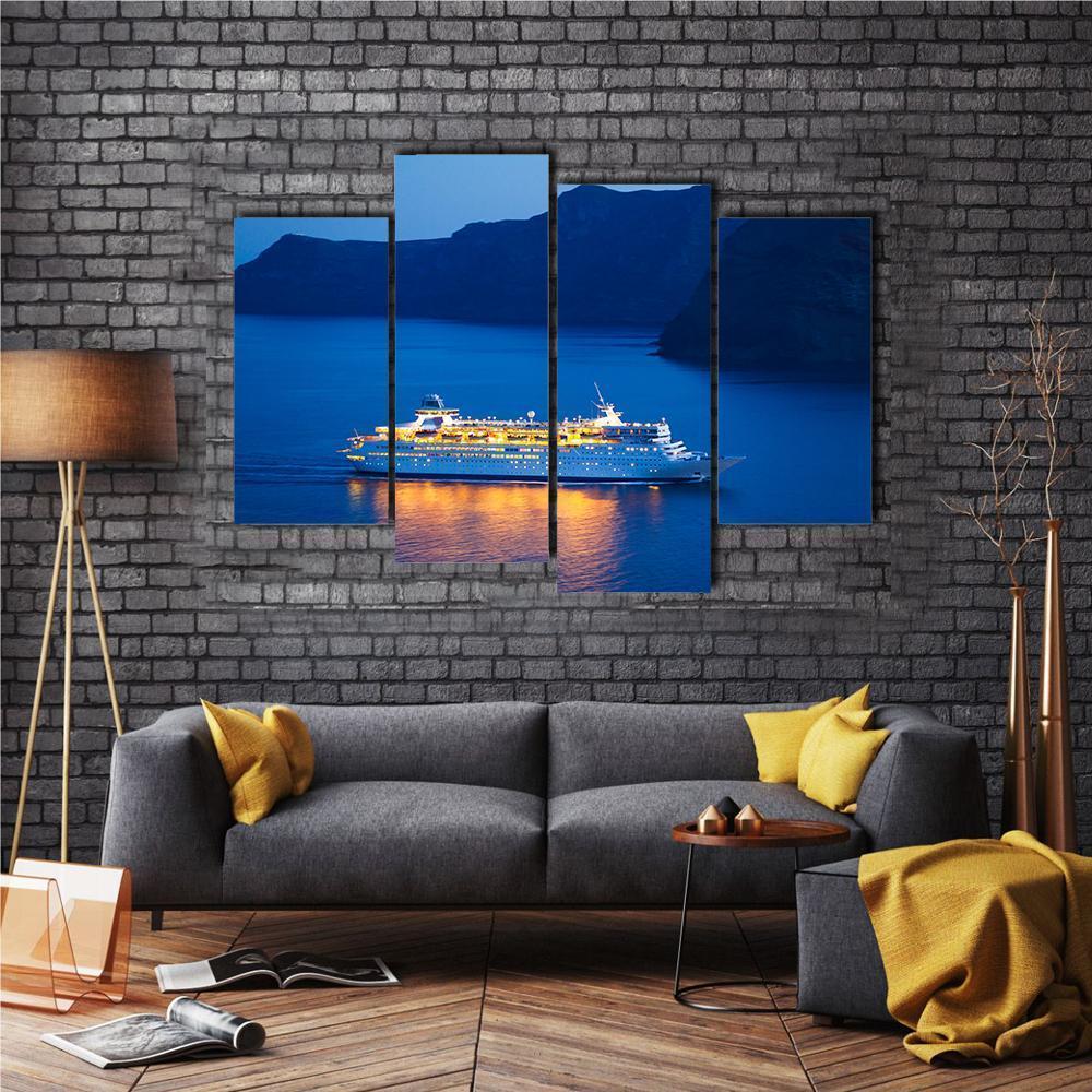 Cruise Ship At Sunset Canvas Wall Art-4 Pop-Gallery Wrap-50" x 32"-Tiaracle