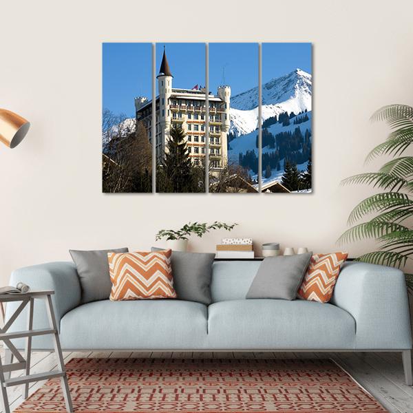 Hotel In Gstaad Switzerland Canvas Wall Art-4 Horizontal-Gallery Wrap-34" x 24"-Tiaracle