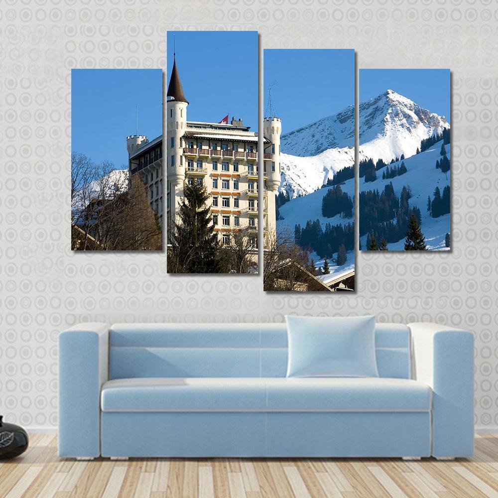 Hotel In Gstaad Switzerland Canvas Wall Art-4 Pop-Gallery Wrap-50&quot; x 32&quot;-Tiaracle