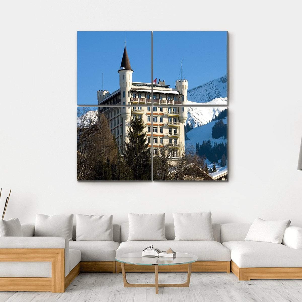 Hotel In Gstaad Switzerland Canvas Wall Art-4 Square-Gallery Wrap-17" x 17"-Tiaracle