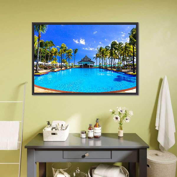 Luxury Resort In Mauritius Canvas Wall Art-1 Piece-Floating Frame-24" x 16"-Tiaracle