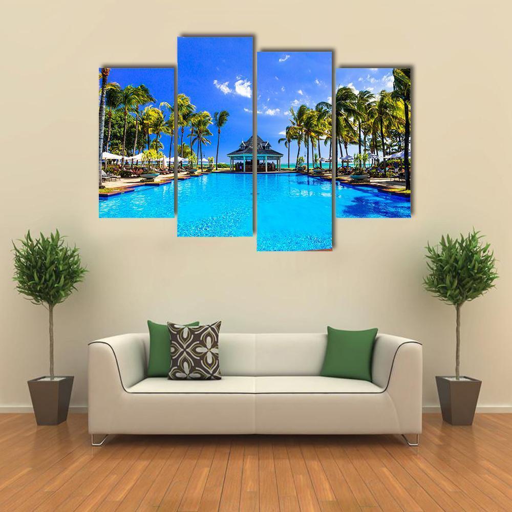 Luxury Resort In Mauritius Canvas Wall Art-4 Pop-Gallery Wrap-50" x 32"-Tiaracle