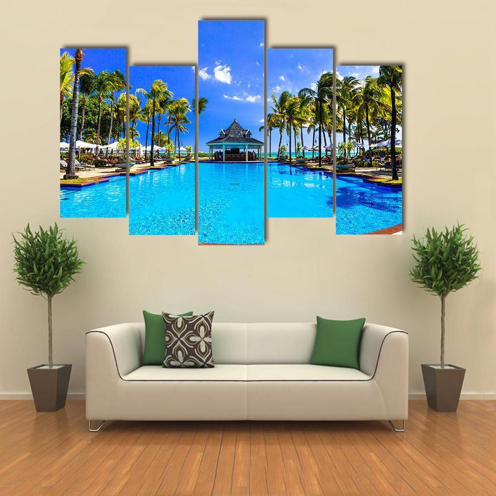 Luxury Resort In Mauritius Canvas Wall Art-5 Pop-Gallery Wrap-47" x 32"-Tiaracle